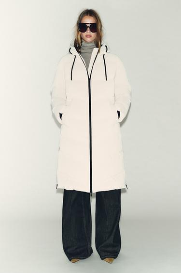ANORAK LARGO ENGOMADO CAPUCHA WINDPROOF - Beige claro de Zara