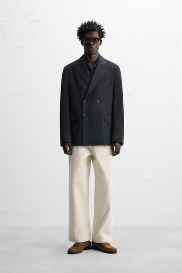 DOUBLE-BREASTED 100% WOOL BLAZER - Navy blue by Zara