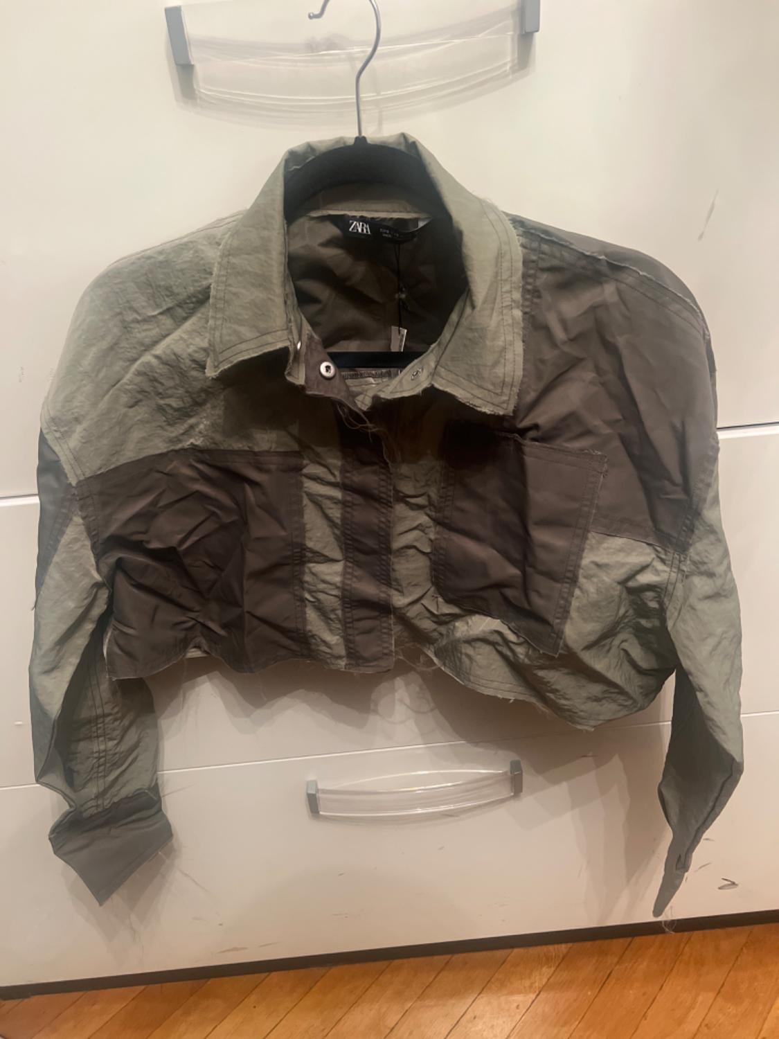 CROP PATCHWORK NYLON SHIRT