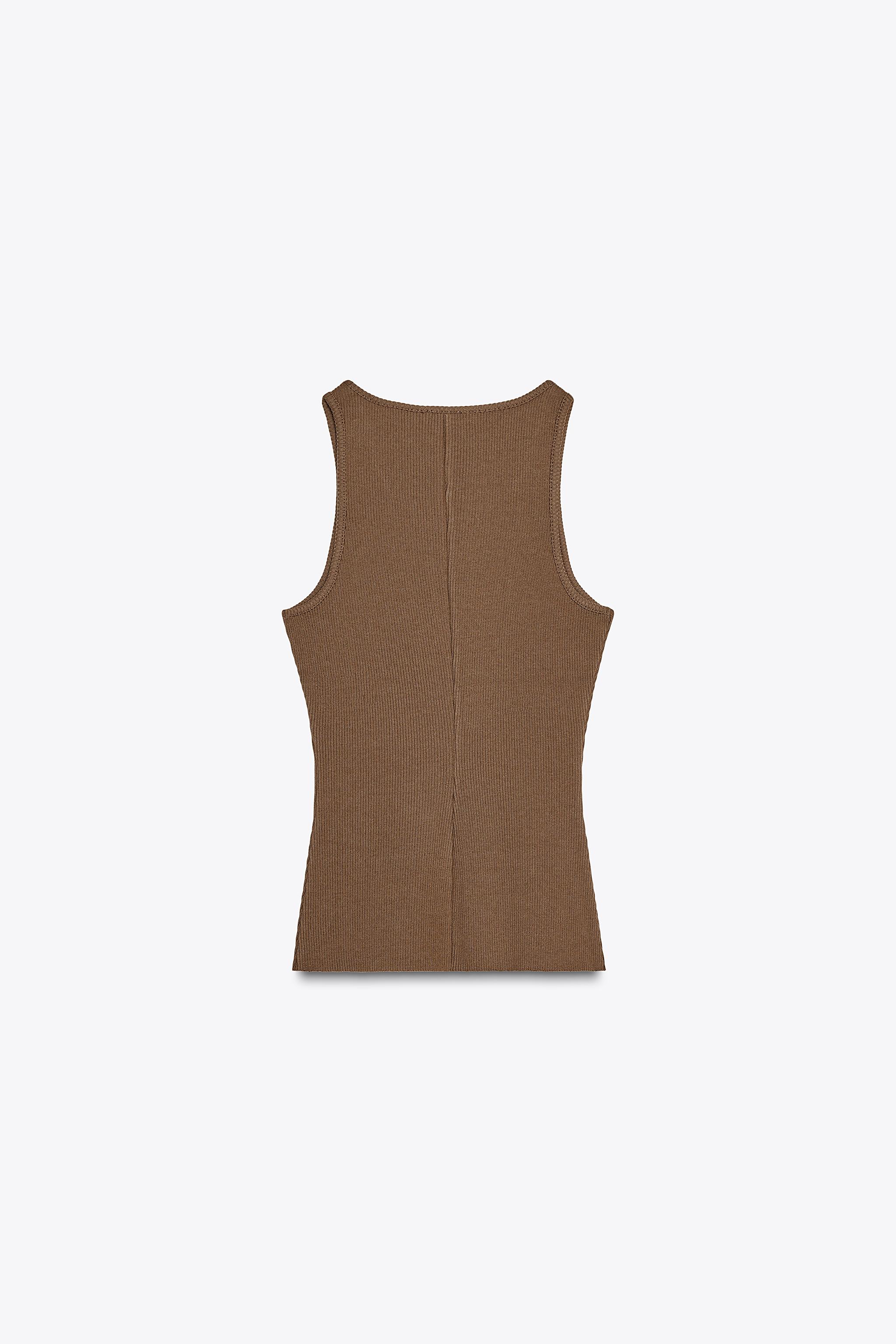 STRAPPY RIB TOP - Cream | ZARA United States