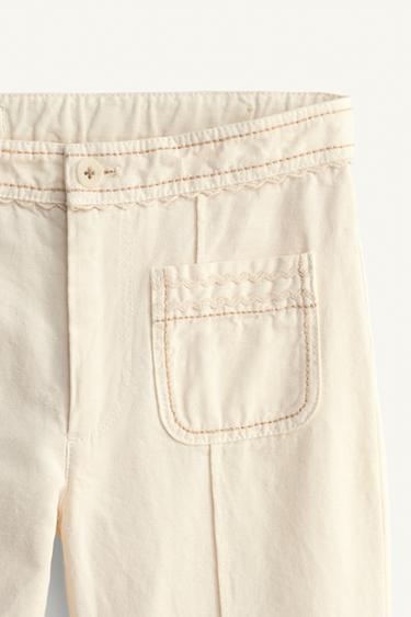 LIMITED EDITION FLARE TROUSERS WITH TOPSTITCHING - Light ecru by Zara - Image 7