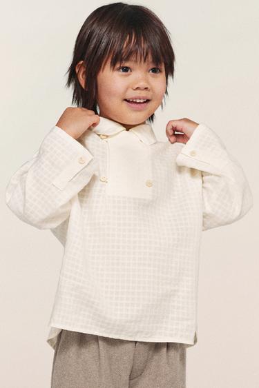 ΠΟΥΚΑΜΙΣΟ ΜΕ ΑΝΑΓΛΥΦΗ ΥΦΑΝΣΗ ΚΑΙ ΣΤΑΥΡΩΤΟ ΚΛΕΙΣΙΜΟ - Σπασμένο λευκό του Zara