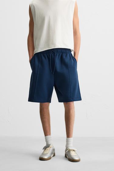 RELAXED FIT JOGGER BERMUDA SHORTS - Blue by Zara