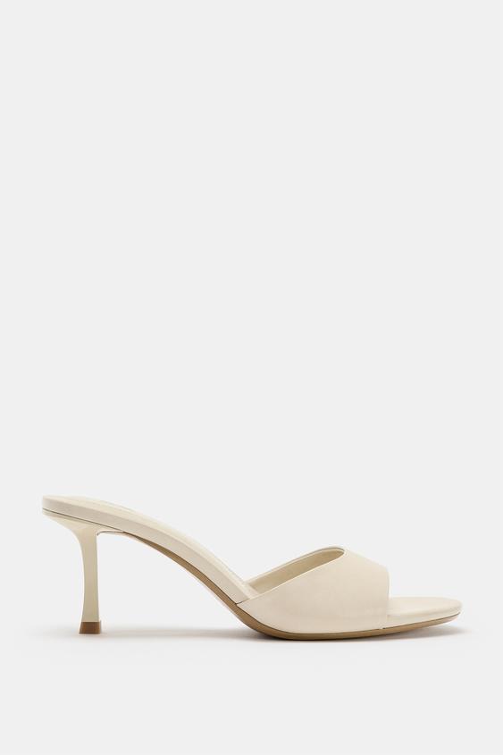 HEELED MULE SANDALS - Ecru White by Zara - Image 0