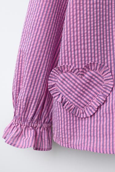 STRIPED SHIRT WITH HEART - Lilac by Zara - Image 3
