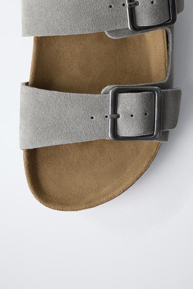 SANDALES À BOUCLES EN CUIR - Gris de Zara - Image 5