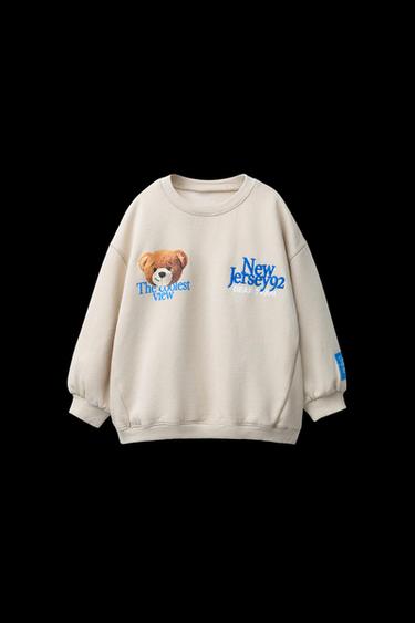 SUDADERA ESTAMPADA OSOS Y TEXTO BORDADO - Beige claro de Zara