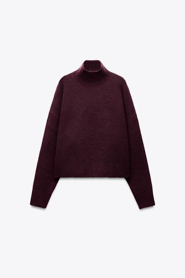 JERSEY PUNTO SOFT CUELLO SUBIDO - Burgundy de Zara