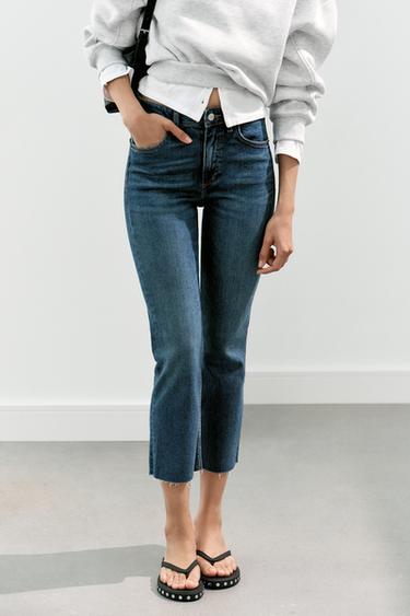 JEANS TRF CROPPED FLARE TIRO ALTO - Azul de Zara