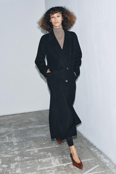Zara 羊毛混紡大衣 - ZW COLLECTION LIMITED EDITION - 黑色