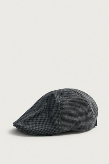 HOUNDSTOOTH STRUCTURED BERET - Navy blue by Zara