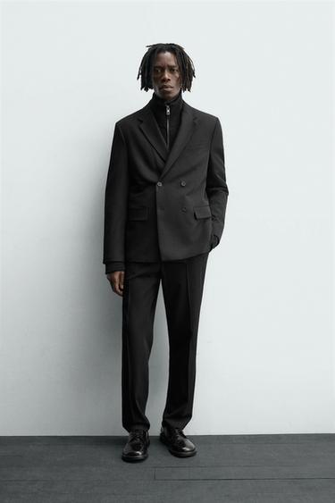 PANTALON DE COSTUME CONFORT À PLIS - Noir de Zara