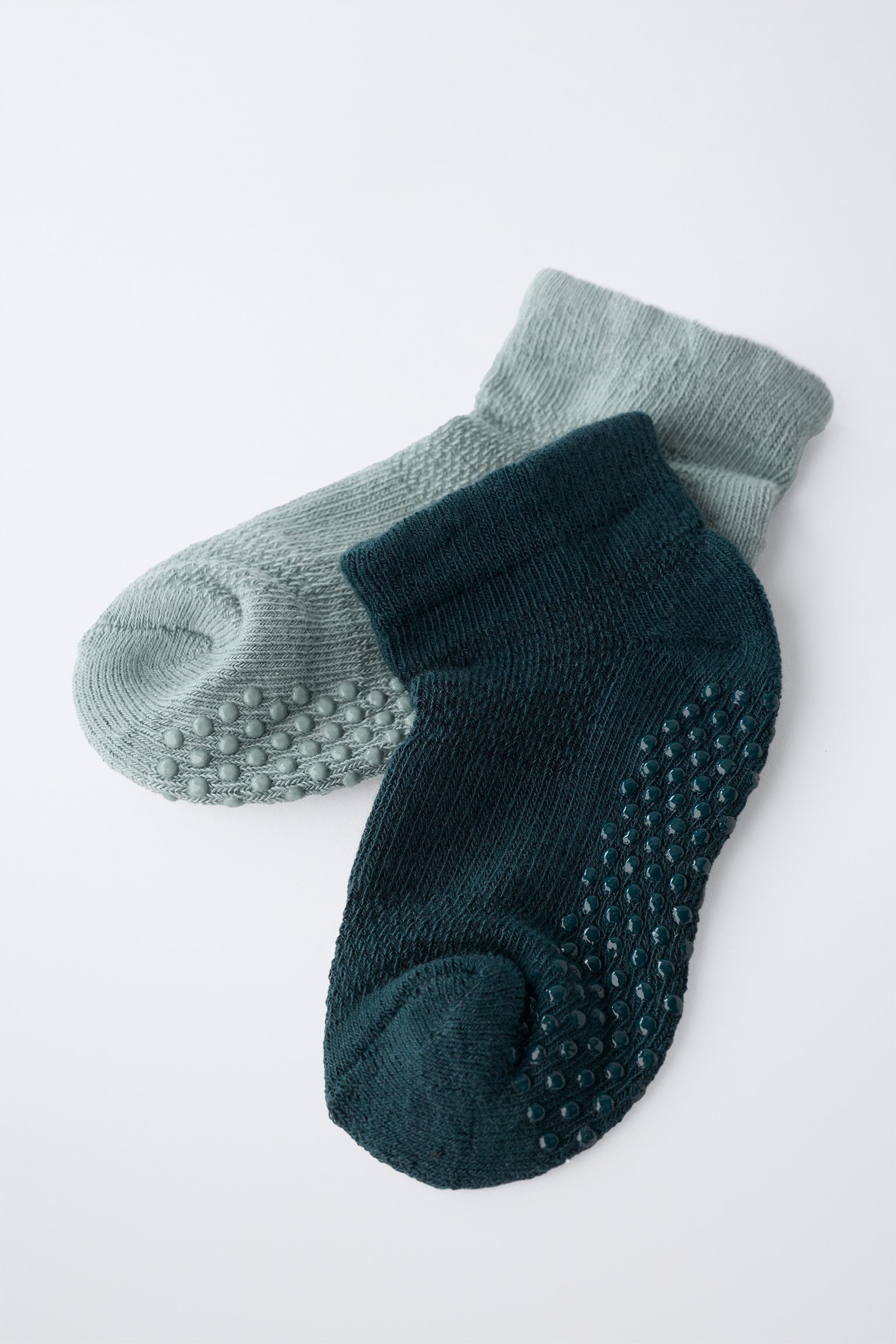 TWO-PACK ANTI-SLIP ANKLE SOCKS — Washed petrol