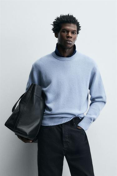 100% CASHMERE JUMPER - Sky blue by Zara