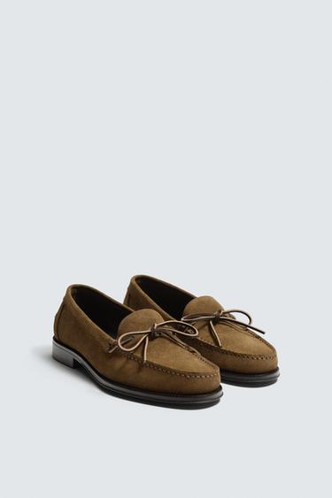 LEATHER DRESS LOAFERS - Beige by Zara