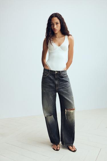BODY COMBINADO ENCAJE - Blanco roto de Zara - Imagen 0