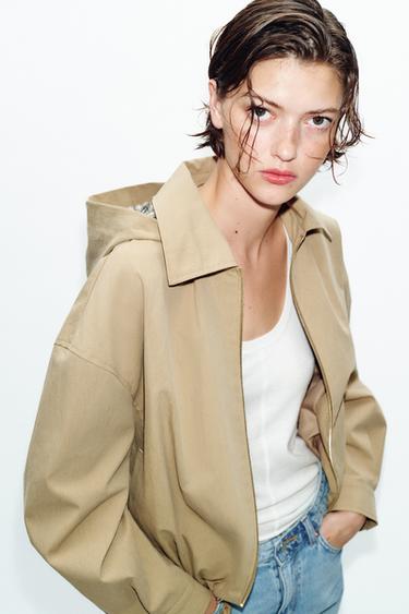 JACKET WITH DETACHABLE HOOD - camel by Zara