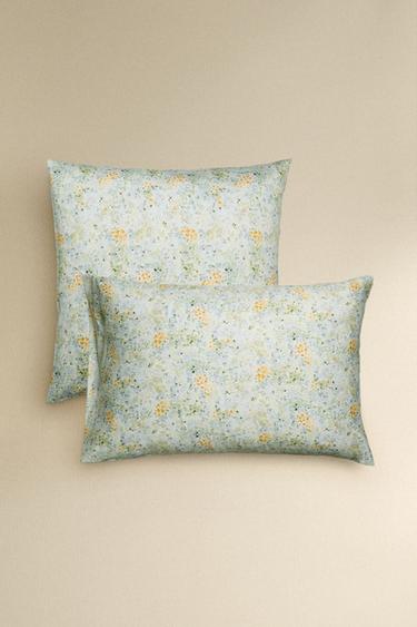 FLORAL PRINT PILLOWCASE - Green by Zara