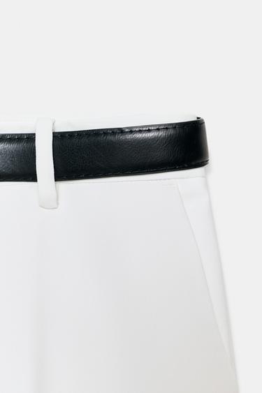 PANTALON DROIT AVEC CEINTURE - Écru de Zara - Image 9