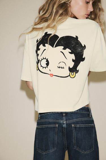 Zara Sarı - BETTY BOOP® YIKAMA ETKİLİ TİŞÖRT
