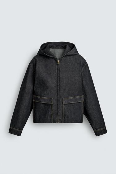 HOODED DENIM JACKET - Blue by Zara