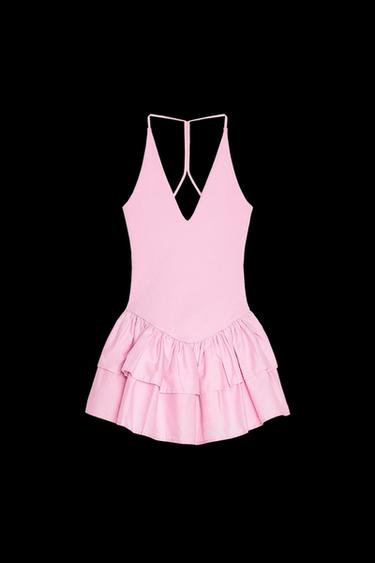 NECKHOLDER-KLEID AUS MATERIALKOMBINATION - Rosa von Zara - Bild 0