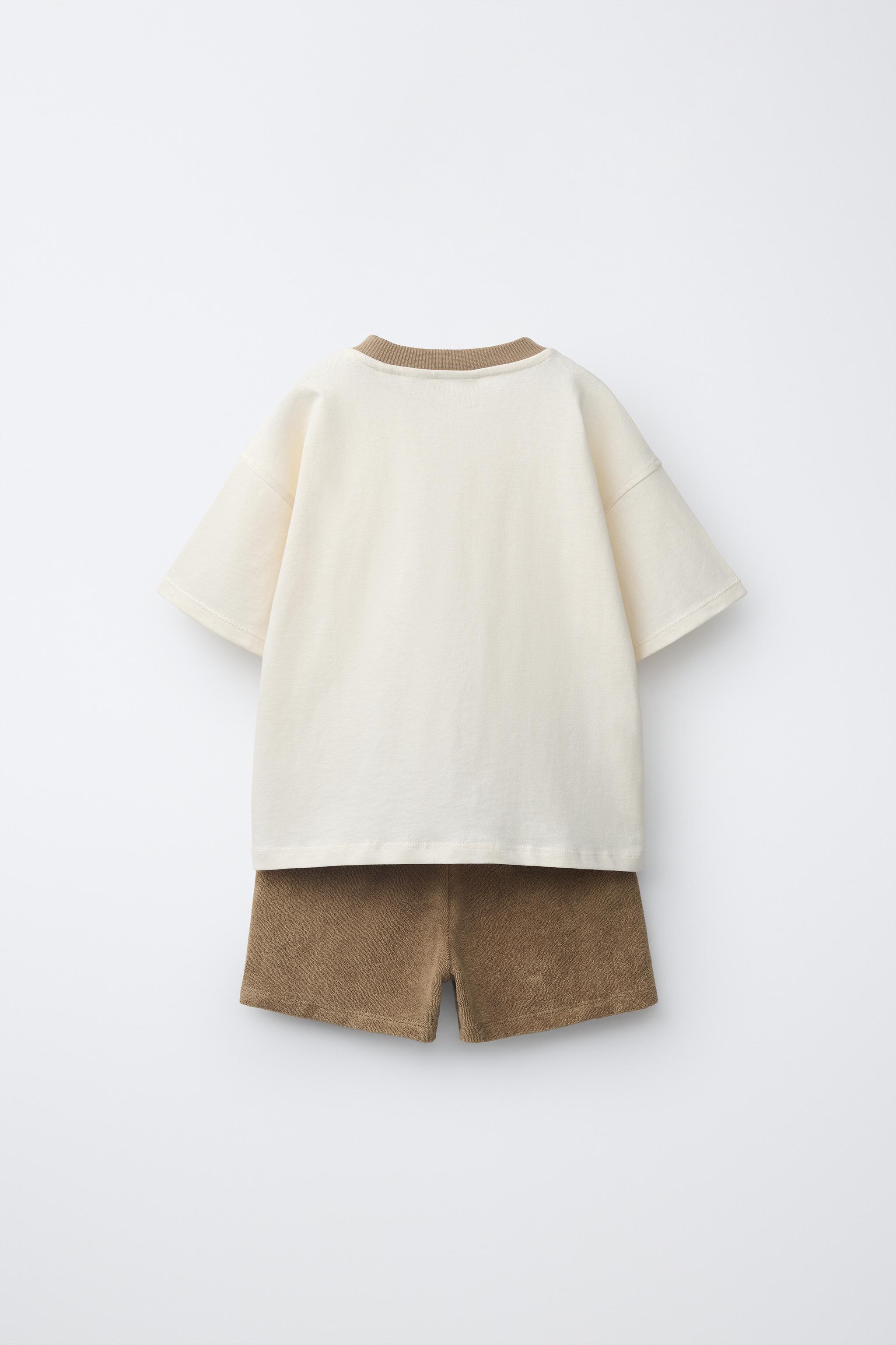 ENSEMBLE JOGGING T-SHIRT UNI ET BERMUDA EFFET ÉPONGE