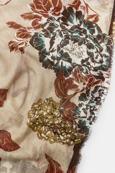FOULARD À IMPRIMÉ FLEURS - Sable de Zara - Image 2