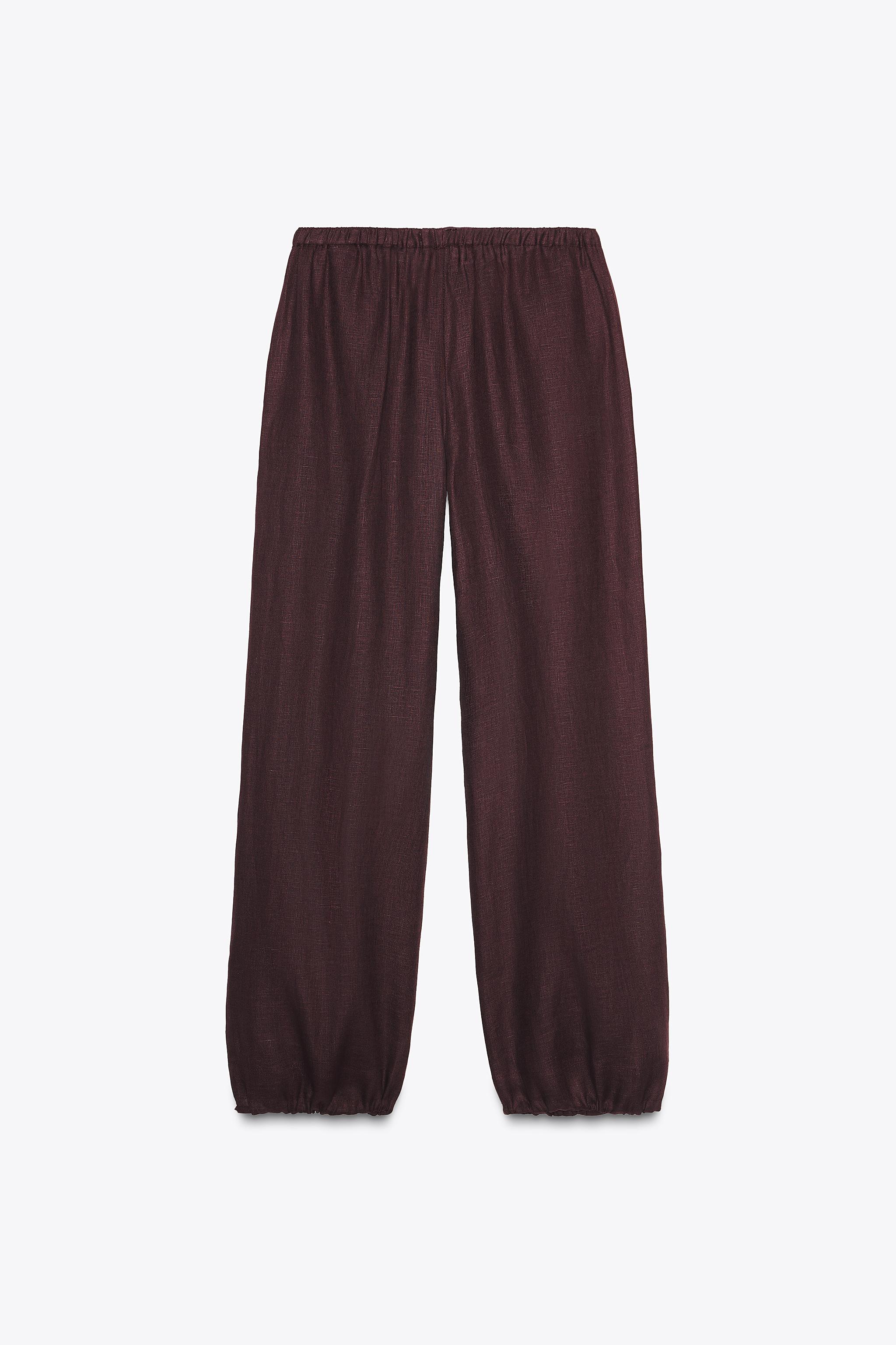 LINEN BALLOON PANTS - Eggplant | ZARA United States