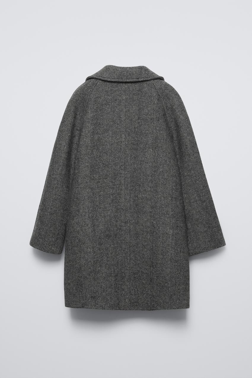 ヘリンボーン柄ロングコート - アンスラサイトグレー | ZARA Japan / 日本 