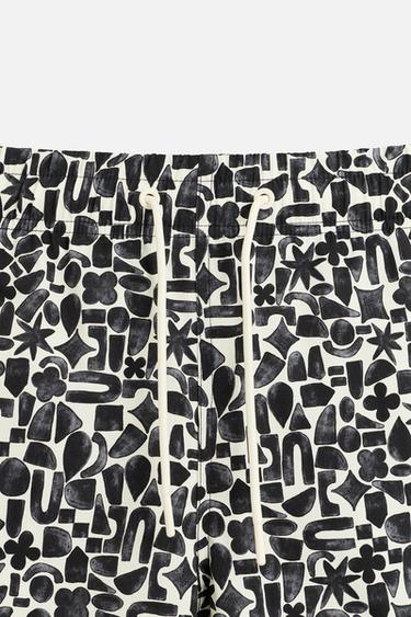 GEOMETRIC PRINT LONG SWIMMING TRUNKS - Black by Zara - Image 2