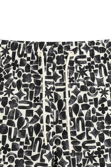 Zara GEOMETRIC PRINT LONG SWIMSUIT - Black