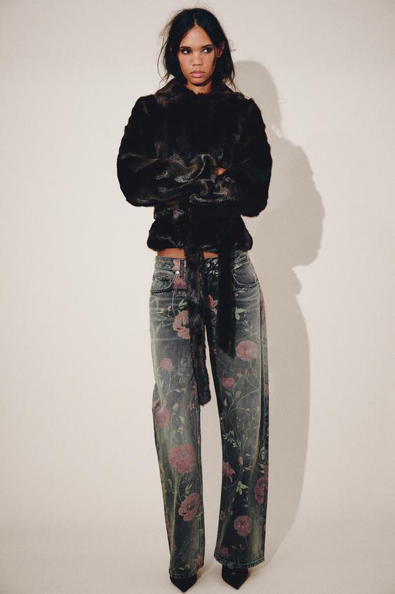 ABRIGO EFECTO PELO CINTURÓN - Marrón oscuro de Zara - Imagen 0
