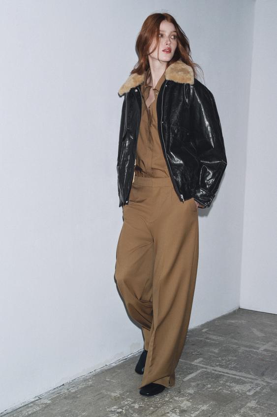 FAUX FUR COLLAR JACKET ZW COLLECTION