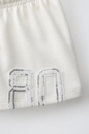 BERMUDA SHORTS WITH SEQUIN NUMBER PATCH - Ecru by Zara - Image 3