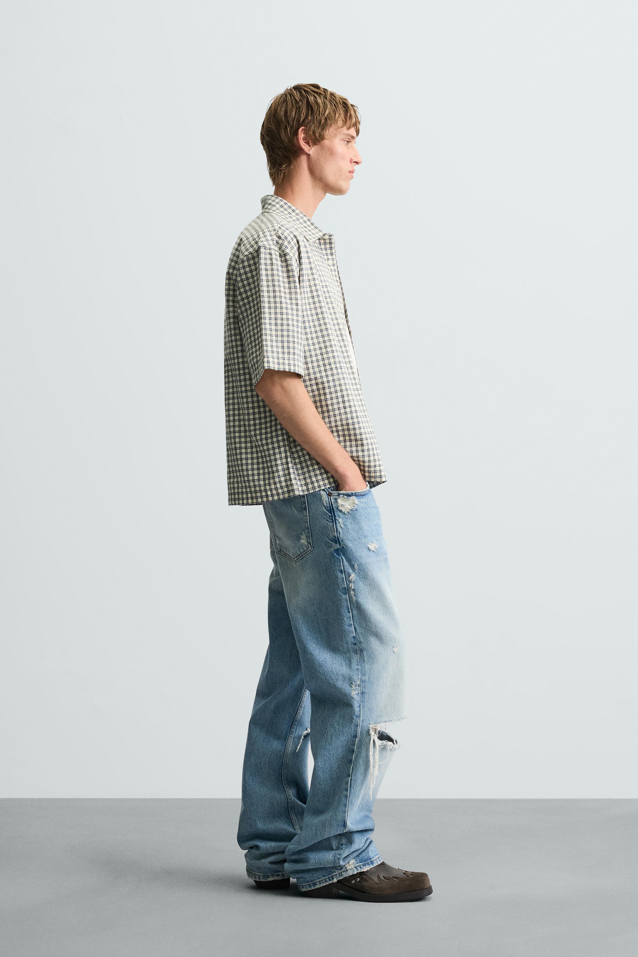 BOXY FIT CHECK SHIRT - Blue | ZARA South Africa