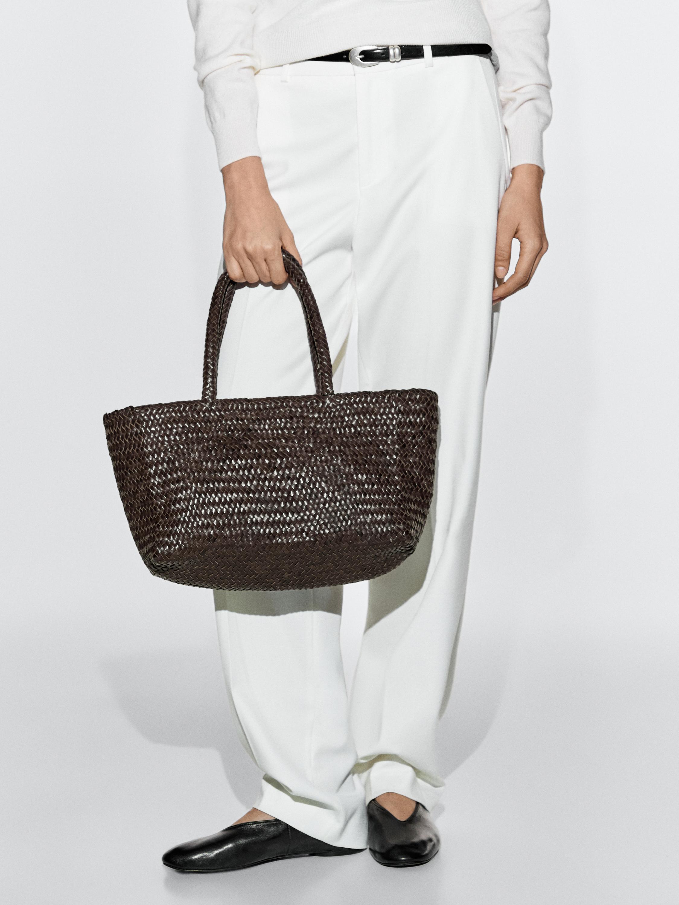 braided nappa leather tote bag