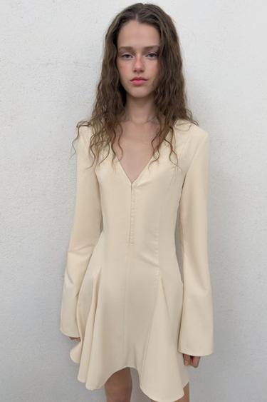 SHORT DRESS WITH FLOUNCED SKIRT - Sand by Zara