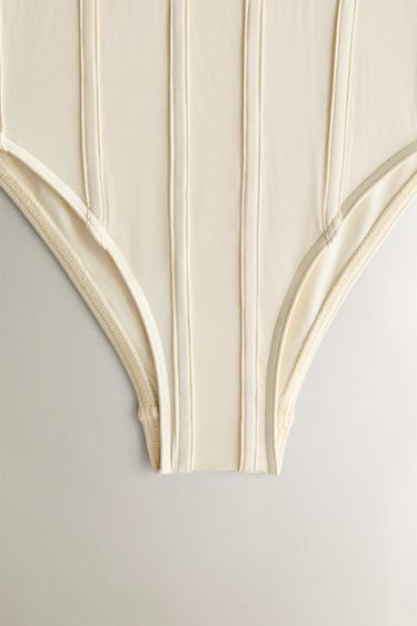 MAILLOT DE BAIN DE PLAGE FAÇON CORSET - Écru de Zara - Image 2