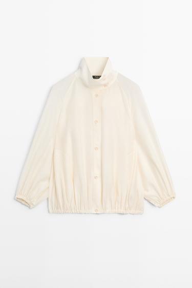 Zara Fluid overshirt with puff detail - Ecru - Image 0