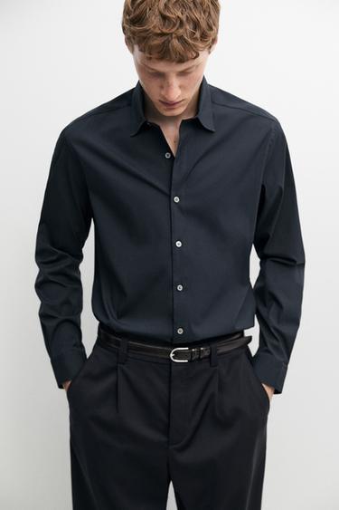 Zara Slim fit stretch shirt - Navy blue