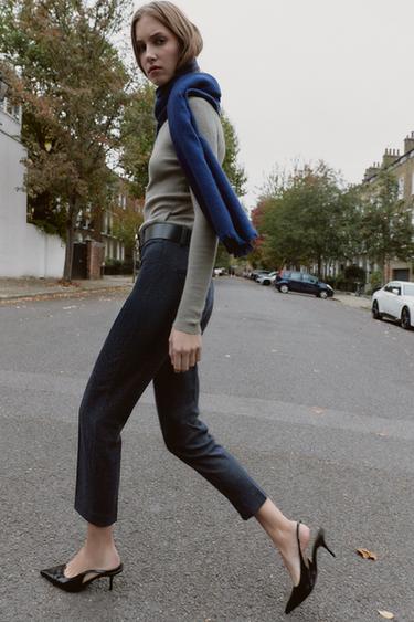 PANTALON CHEVRON AVEC CEINTURE - Bleu marine de Zara - Image 3