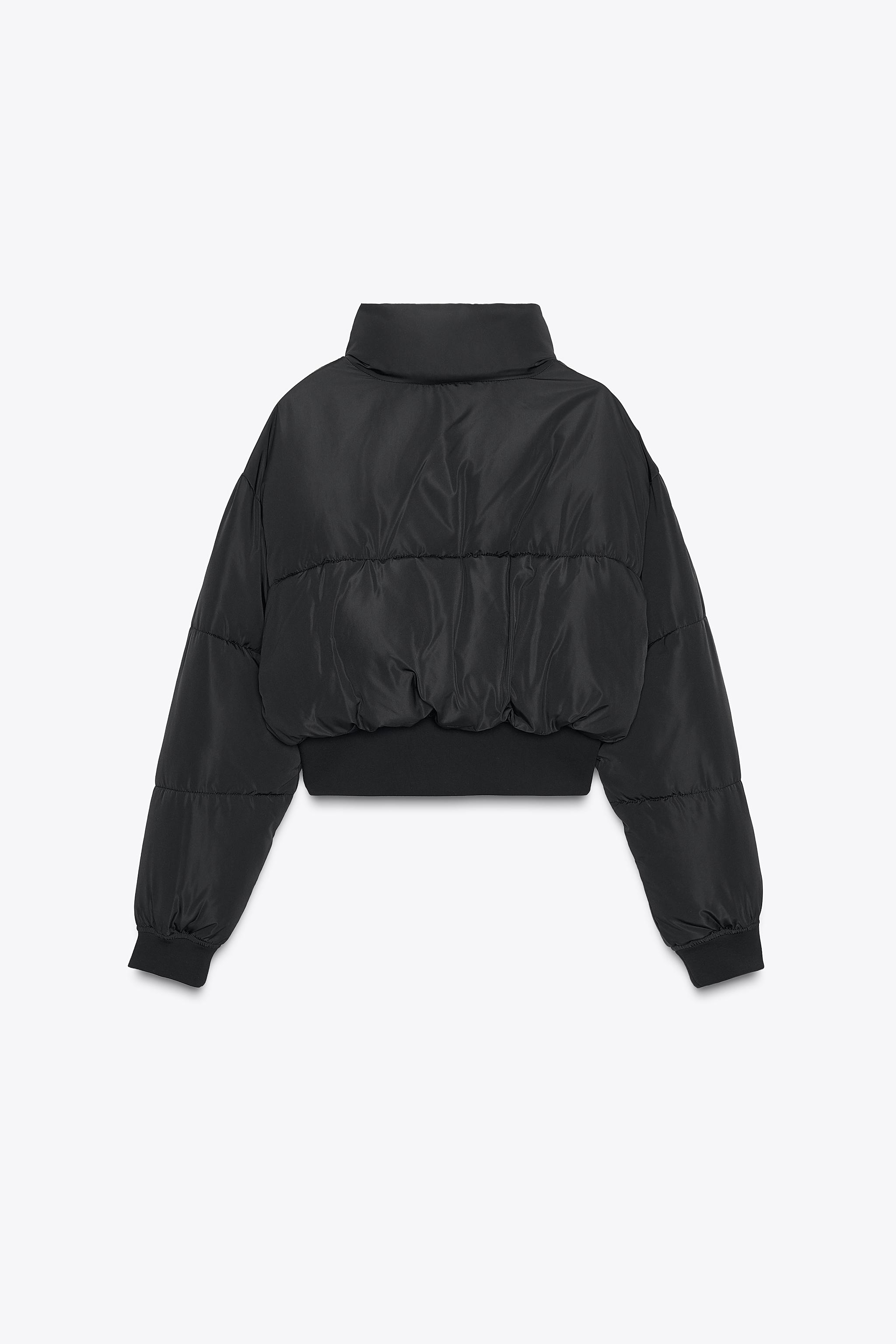 ZARA クロップド パフジャケット ダウンジャケット 黒 ZARA - ZARA クロップド パフジャケット ダウンジャケット 黒の