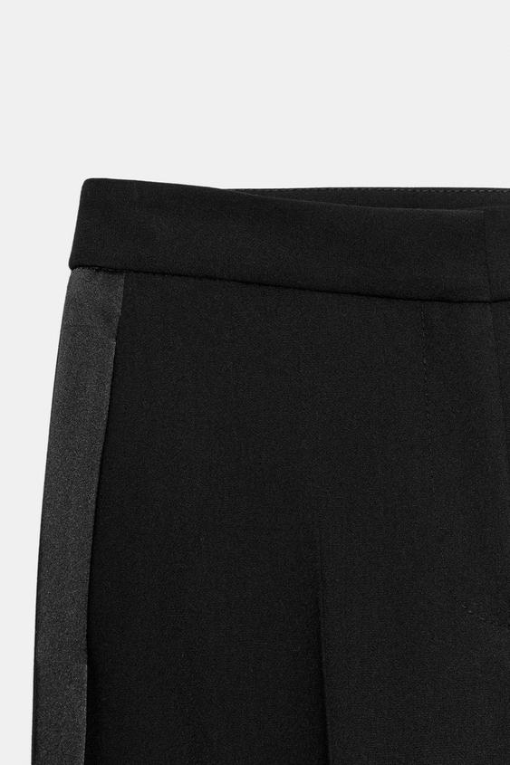 PANTALON À BANDE LATÉRALE SATINÉE - Noir de Zara - Image 8