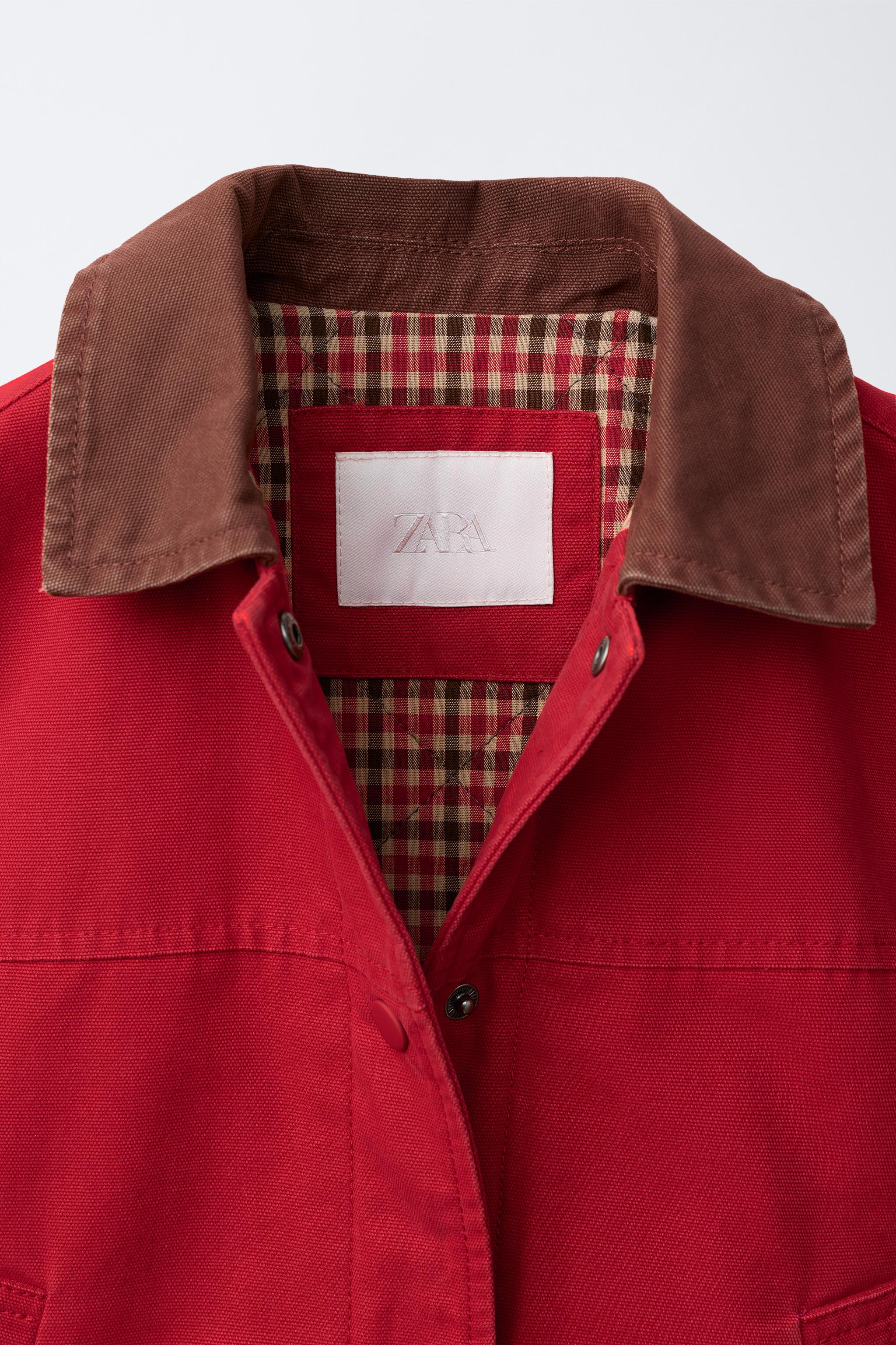 Детские куртки Zara CANVAS JACKET WITH CONTRASTING COLLAR — фото 7