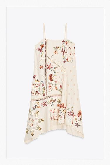 VESTIDO ASIMÉTRICO BORDADO FLORES ZW COLLECTION - Multicolor de Zara