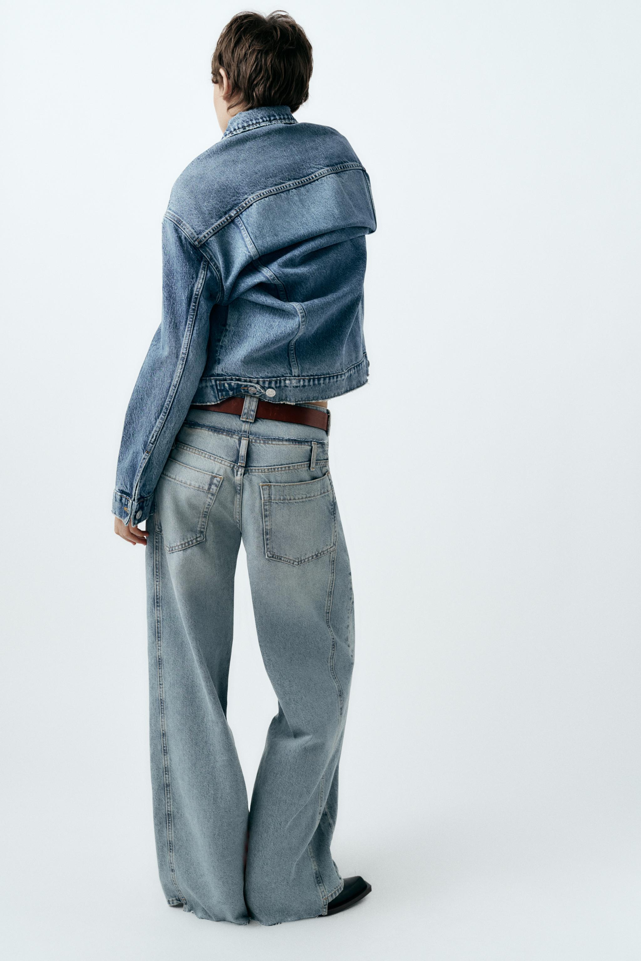 DECONSTRUCTED TRF WIDE LEG JEANS WITH A MID WAIST - Blue