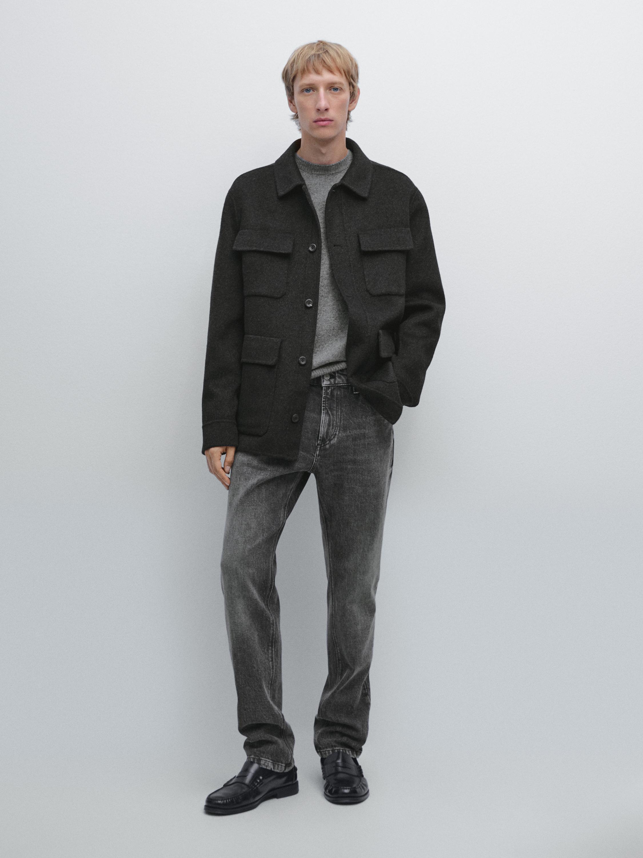 Wool blend jacket with pockets
