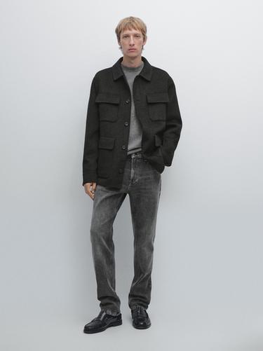 Zara Wool blend jacket with pockets - Anthracite grey - Image 0