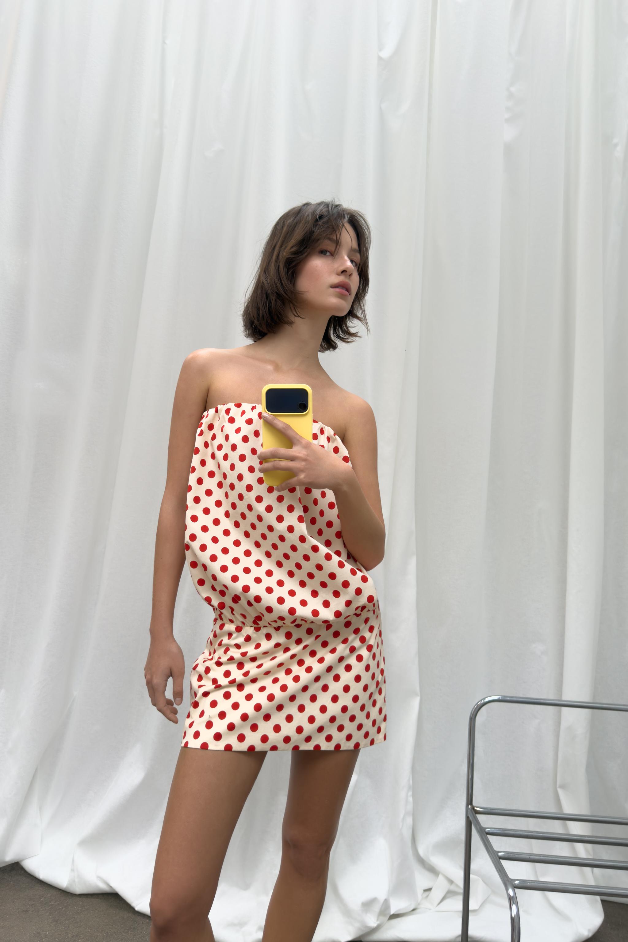POLKA DOT BANDEAU DRESS